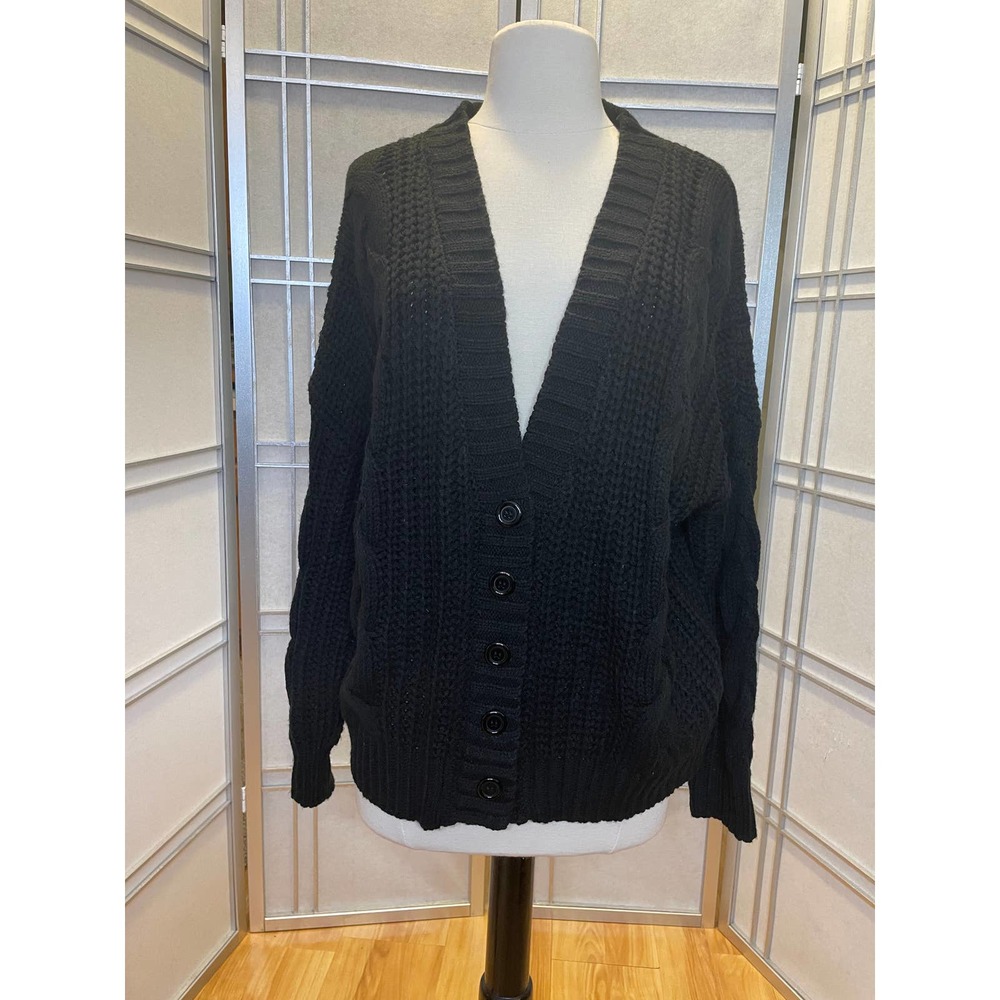 Harper Black Button V neck Cardigan Sweater Size Medium